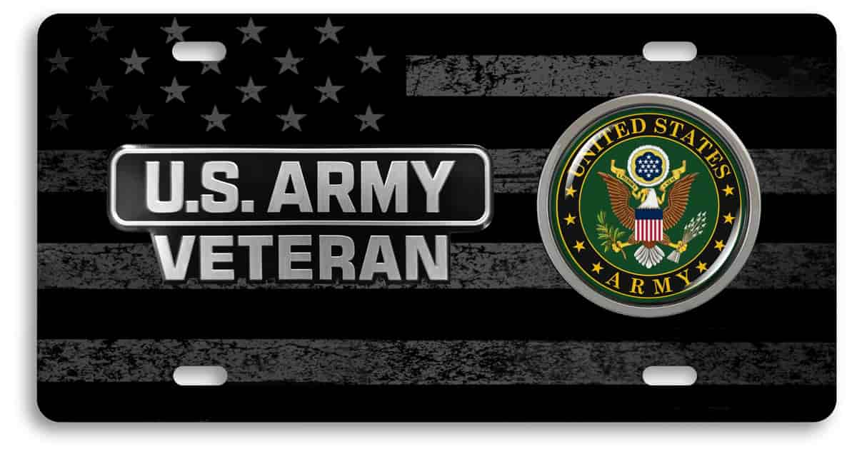 U.S. Army Veteran - Stainless Steel Car License Plate